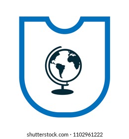 globe icon and black shield.logo concept.designed for schools, high schools, educational institutes and signatures