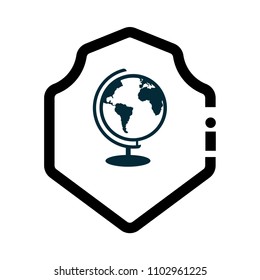 globe icon and black shield.logo concept.designed for schools, high schools, educational institutes and signatures