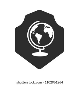 globe icon and black shield.logo concept.designed for schools, high schools, educational institutes and signatures