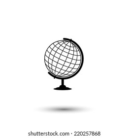 globe icon - black vector illustration