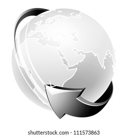 globe icon in black and white