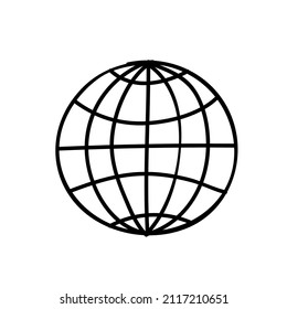 globe icon black and white vector illustration. Editable outline stroke.