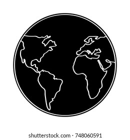 Globe icon. Black globe, World icon, outline Earth icon on black background