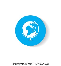 globe icon in blue circle with shadow education