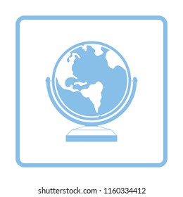 Globe icon. Blue frame design. Vector illustration.