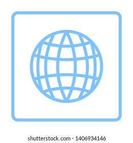 Globe Icon. Blue Frame Design. Vector Illustration.