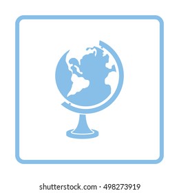 Globe icon. Blue frame design. Vector illustration.