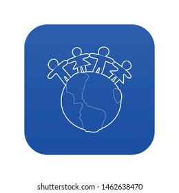 Globe icon blue vector isolated on white background