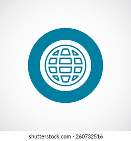 globe icon bold blue circle border, white background  