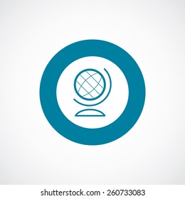 globe icon bold blue circle border, white background  