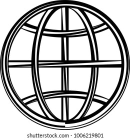 Globe Icon Calligraphic Vector Art Illustration