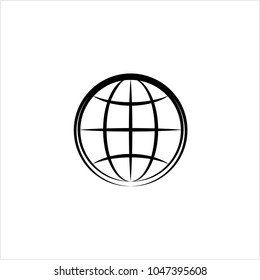 Globe Icon Calligraphic Vector Art Illustration