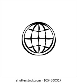 Globe Icon Calligraphic Vector Art Illustration