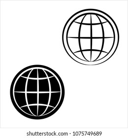 Globe Icon Calligraphic Vector Art Illustration