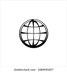 Globe Icon Calligraphic Vector Art Illustration
