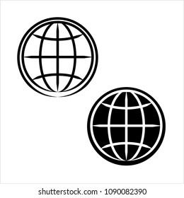 Globe Icon Calligraphic Vector Art Illustration