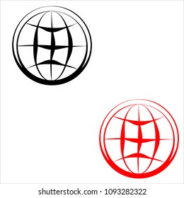 Globe Icon Calligraphic Vector Art Illustration