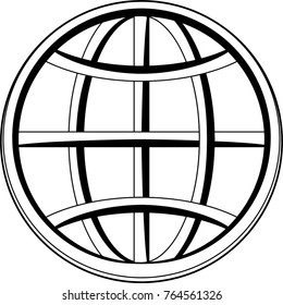 Globe Icon Calligraphic Vector Art Illustration