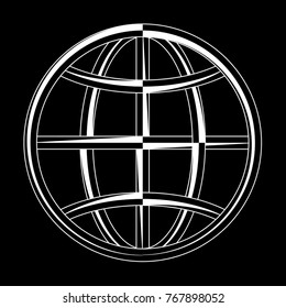 Globe Icon Calligraphic Vector Art Illustration
