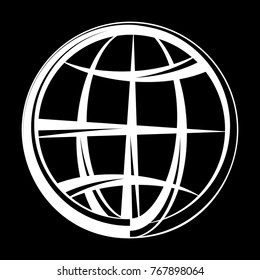 Globe Icon Calligraphic Vector Art Illustration