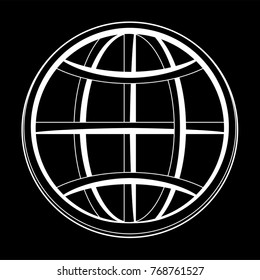 Globe Icon Calligraphic Vector Art Illustration