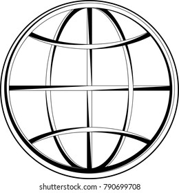 Globe Icon Calligraphic Vector Art Illustration
