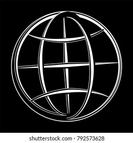 Globe Icon Calligraphic Vector Art Illustration