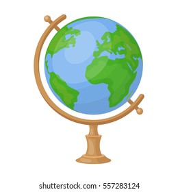 Globe icon in cartoon style isolated on white background. Rest and travel symbol stock vector illustration.