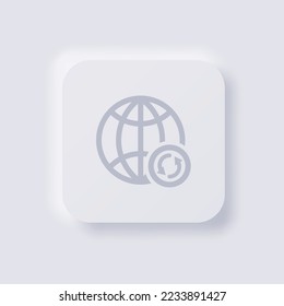 Globe icon with circular rotation arrow symbol, White Neumorphism soft UI Design for Web design, Application UI and more, Button, Vector.