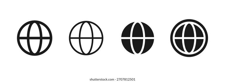Icono del globo. Vector de red mundial limpio para Web y navegación por Internet. Sencillo mapa global de señalización para el concepto de conexiones internacionales. Pictograma de planeta digital mínimo.