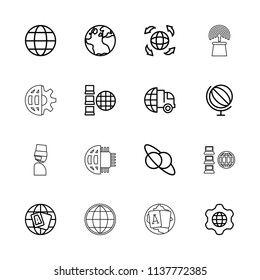 Globe icon. collection of 16 globe outline icons such as international delivery, planet and satellite, internet, medical mask. editable globe icons for web and mobile.