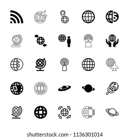 Globe icon. collection of 25 globe filled and outline icons such as wi-fi, planet, signal, plane. editable globe icons for web and mobile.