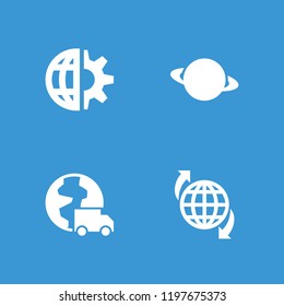 Globe icon. collection of 4 globe filled icons such as planet, international delivery. editable globe icons for web and mobile.