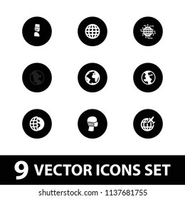 Globe icon. collection of 9 globe filled icons such as medical mask, cpu planet, planet. editable globe icons for web and mobile.