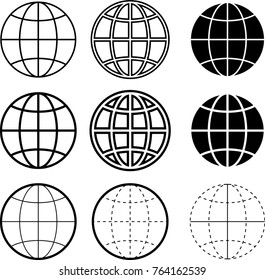 Globe Icon Collection Vector Art Illustration