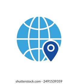 globe icon color or logo illustration glyph color blue style	
