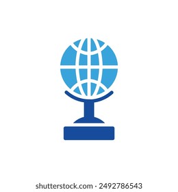 globe icon color or logo illustration glyph color blue style