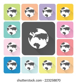 Globe Icon color set vector illustration.