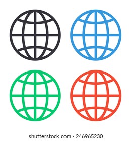 globe icon - colored vector illustration