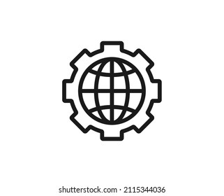 Globe icon concept. Single premium editable stroke pictogram perfect for logos, mobile apps, online shops and web sites. Vector symbol isolated on white background. 