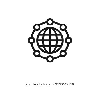 Globe icon concept. Single premium editable stroke pictogram perfect for logos, mobile apps, online shops and web sites. Vector symbol isolated on white background. 