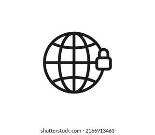Globe icon concept. Single premium editable stroke pictogram perfect for logos, mobile apps, online shops and web sites. Vector symbol isolated on white background. 