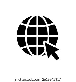 Globe Icon with Cursor Click for Digital Interaction and Navigation