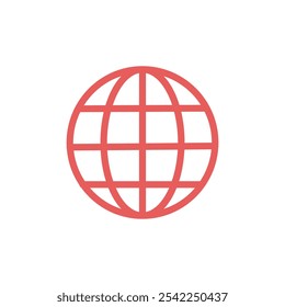 globe icon design symbol of go to web and social networks. Design element illustration web browser icon. made with pink line style. Icon illustration button for various purposes