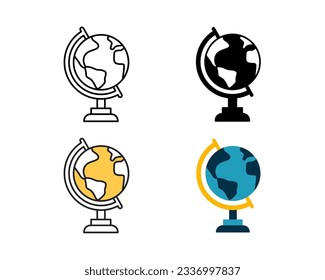 globe icon design vector design in 4 style line, glyph, duotone, and flat.