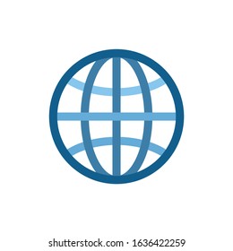 Globe icon with different color lines. Globe symbol. Stock Vector illustration isolated on white background.