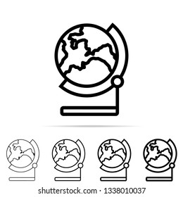 globe icon in different shapes, thickness. Simple thin line, outline vector of education icons for UI and UX, website or mobile application