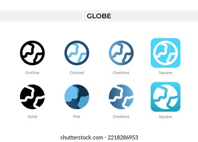 globe icon in different style. globe vector icons designed in outline, solid, colored, gradient, and flat style. Symbol, logo illustration. Vector illustration