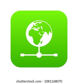 Globe icon digital green for any design isolated on white vector illustration
