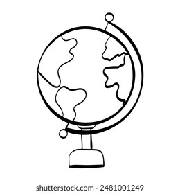 Globe icon in doodle sketch lines. 